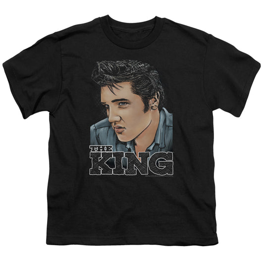 Elvis Presley - Graphic King - Short Sleeve Youth 18/1 - Black T-shirt