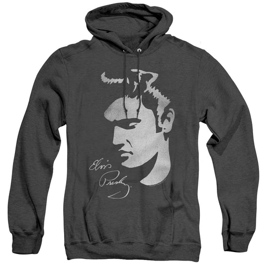 Elvis Presley - Simple Face - Adult Heather Hoodie - Black