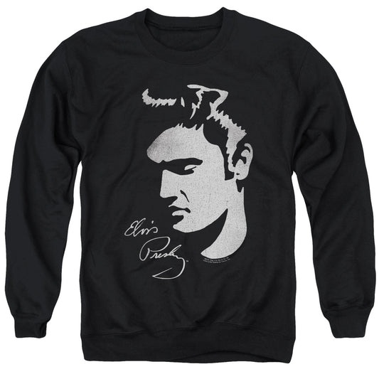 Elvis Presley - Simple Face - Adult Crewneck Sweatshirt - Black