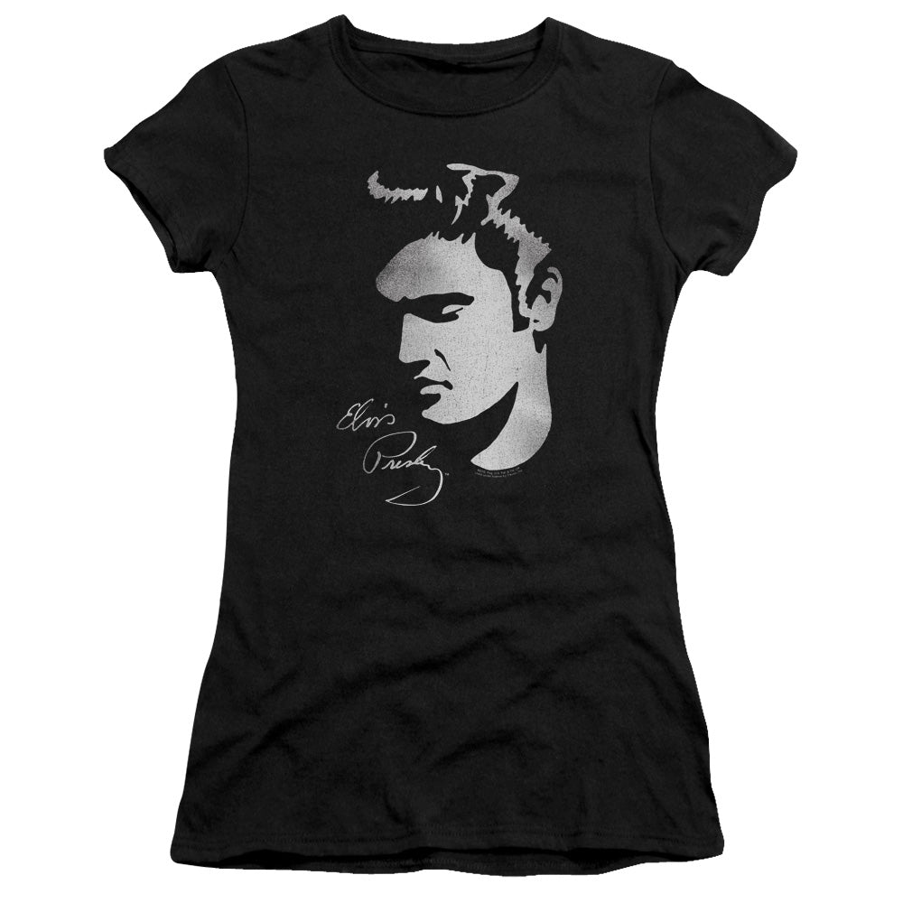 Elvis Presley - Simple Face - Short Sleeve Junior Sheer - Black T-shirt