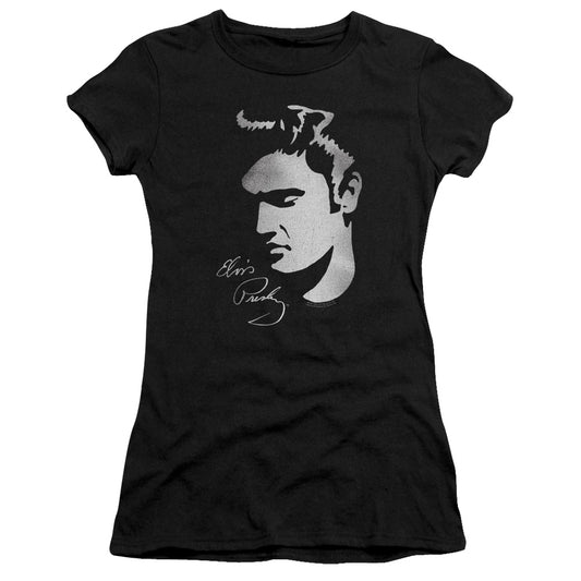Elvis Presley - Simple Face - Short Sleeve Junior Sheer - Black T-shirt