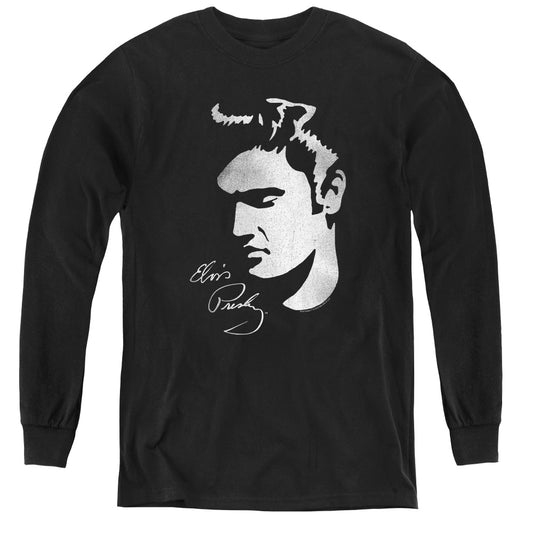 Elvis Presley - Simple Face - Youth Long Sleeve Tee - Black