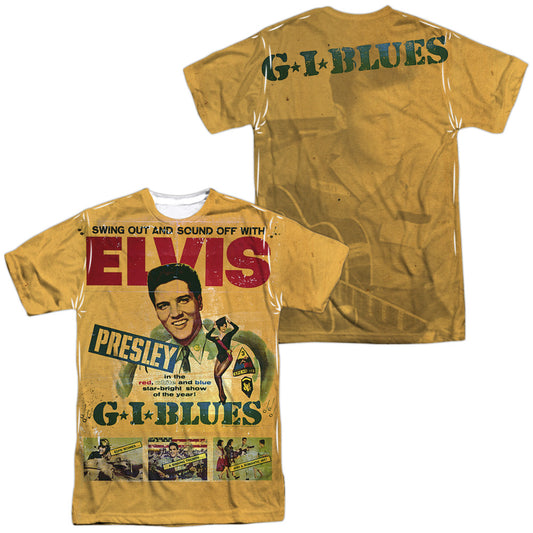 Elvis Presley - Gi Blues (Front/back Print) - Short Sleeve Adult Poly Crew - White T-shirt