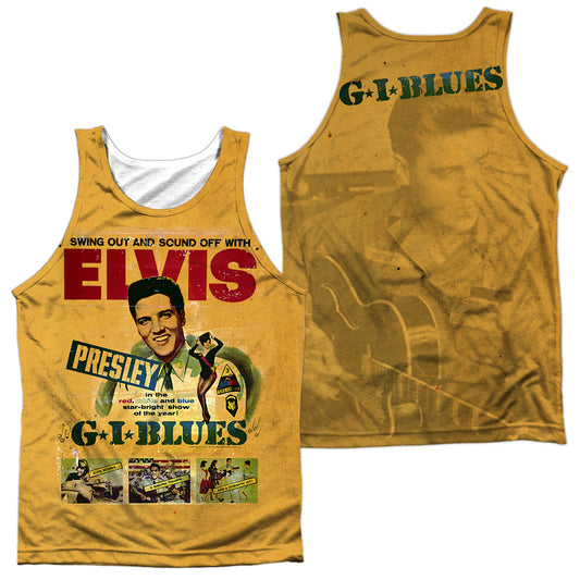 Elvis Presley - Gi Blues (Front/back Print) - Adult 100% Poly Tank Top - White