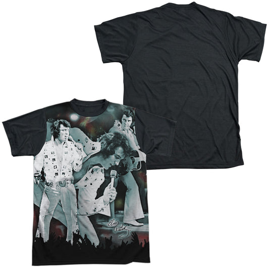 ELVIS PRESLEY NOW PLAYING-S/S ADULT WHITE FRONT BLACK BACK T-Shirt