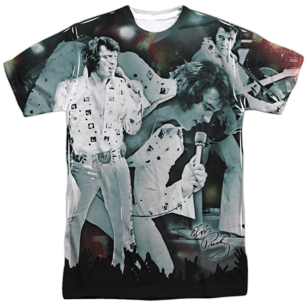 Elvis Presley - Now Playing - Short Sleeve Adult Poly Crew - White T-shirt