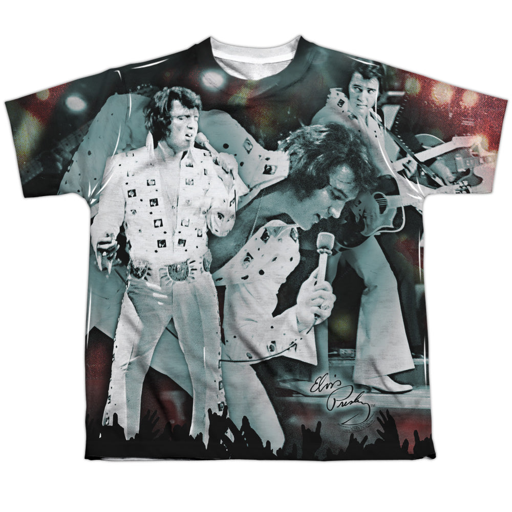Elvis Presley - Now Playing - Short Sleeve Youth Poly Crew - White T-shirt