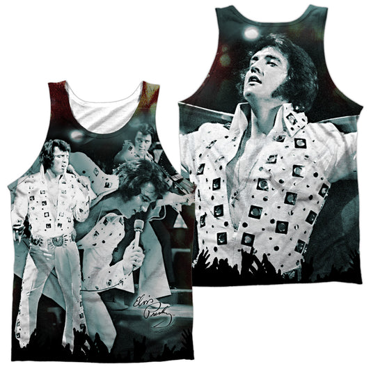Elvis Presley - Now Playing (Front/back Print) - Adult 100% Poly Tank Top - White