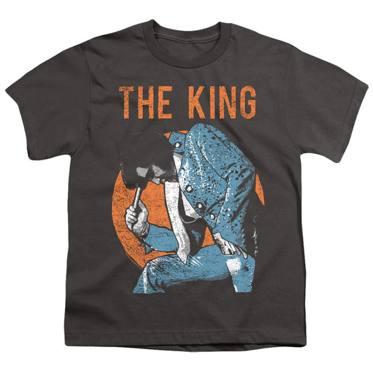 Elvis Presley - Mic In Hand - Short Sleeve Youth 18/1 - Charcoal T-shirt