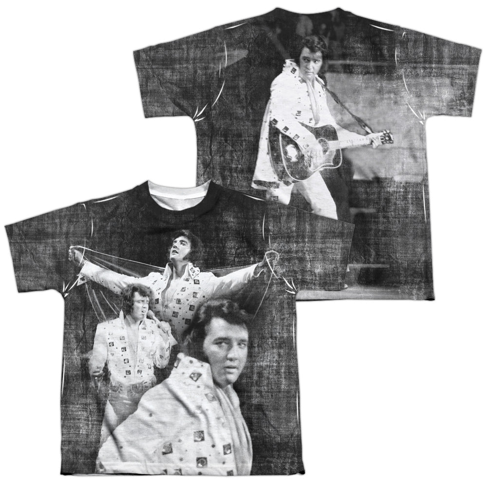 Elvis Presley - Legendary Performance (Front/back Print) - Short Sleeve Youth Poly Crew - White T-shirt