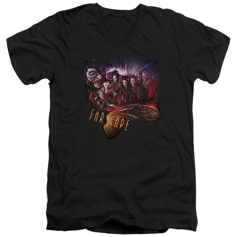Farscape - Graphic Collage - Short Sleeve Adult V-neck 30/1 - Black T-shirt
