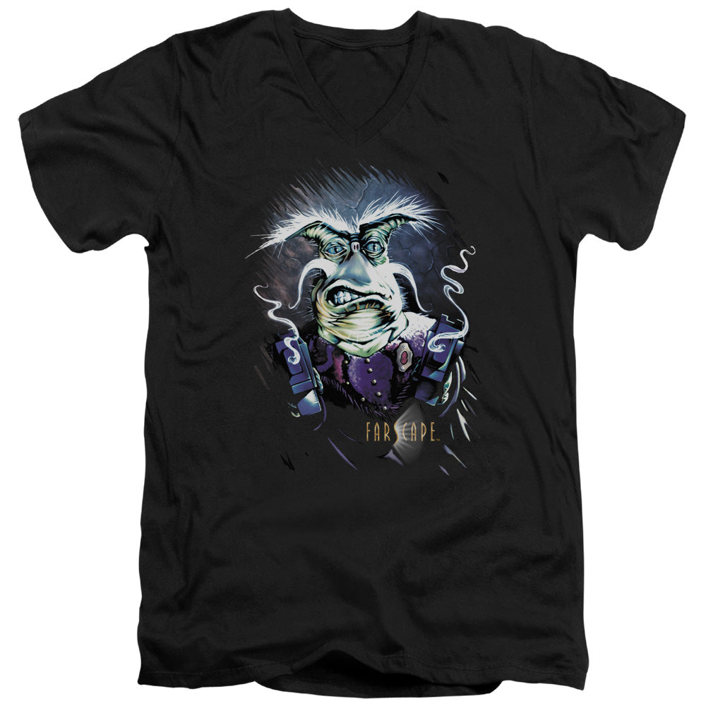 Farscape - Rygel Smoking Guns - Short Sleeve Adult V-neck - Black T-shirt