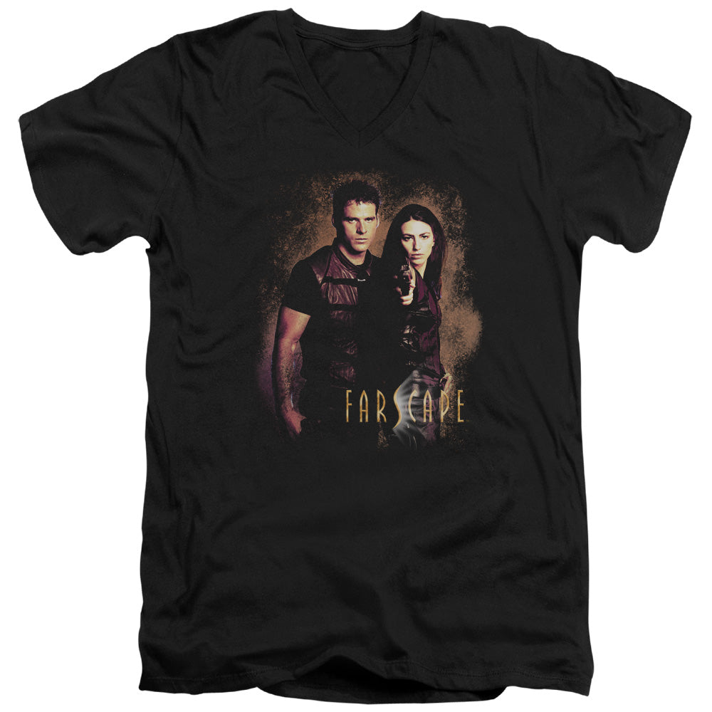 Farscape - Wanted - Short Sleeve Adult V-neck - Black T-shirt