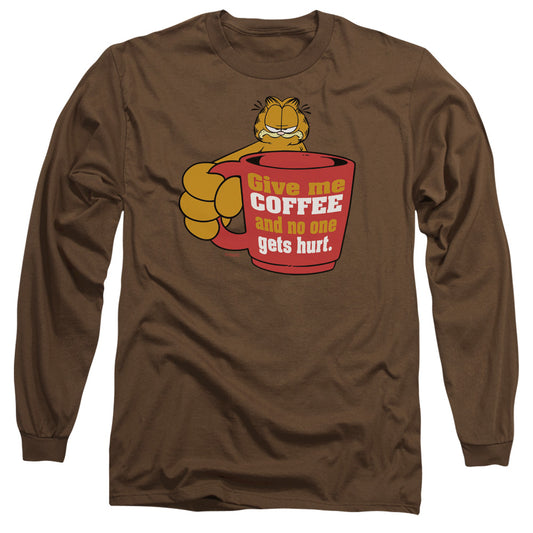 Garfield - Give Me Coffee - Long Sleeve Adult 18/1 - Coffee T-shirt