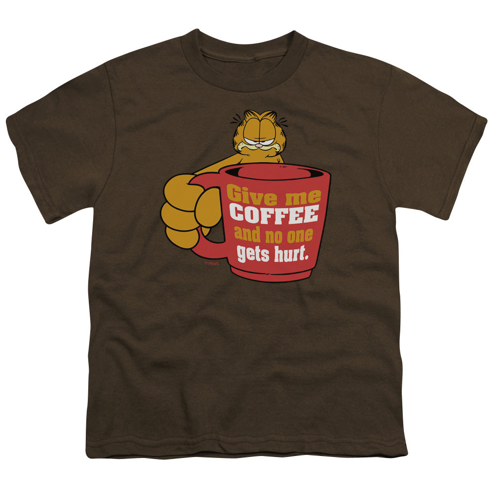 Garfield - Give Me Coffee - Short Sleeve Youth 18/1 - Coffee T-shirt