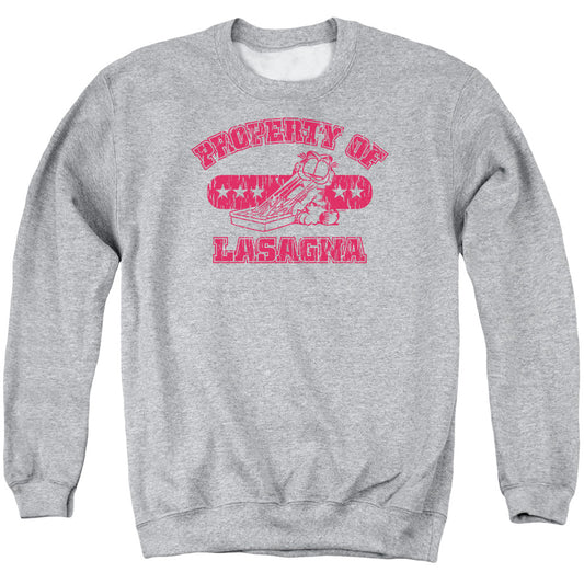 Garfield - Property Of Lasagna - Adult Crewneck Sweatshirt - Athletic Heather