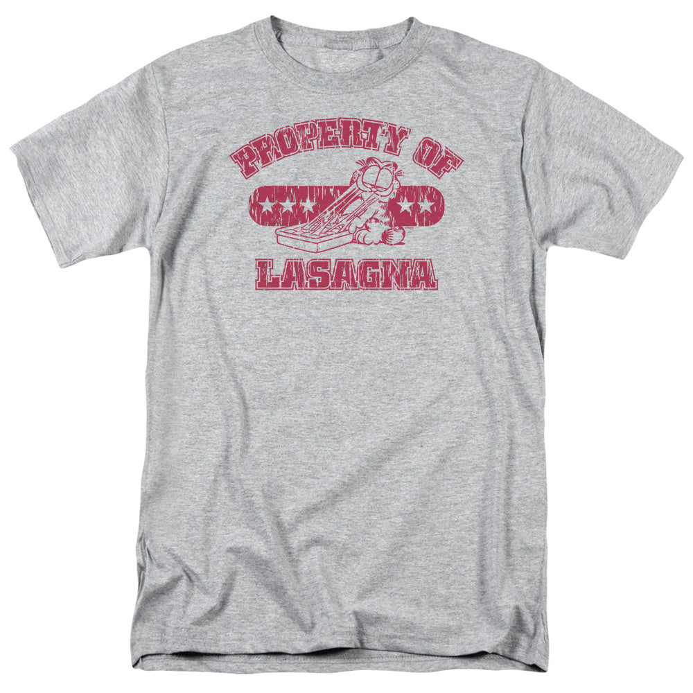 Garfield - Property Of Lasagna - Short Sleeve Adult 18/1 - Athletic Heather T-shirt