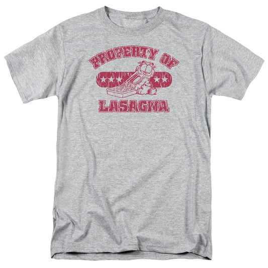 Garfield - Property Of Lasagna - Short Sleeve Adult 18/1 - Athletic Heather T-shirt