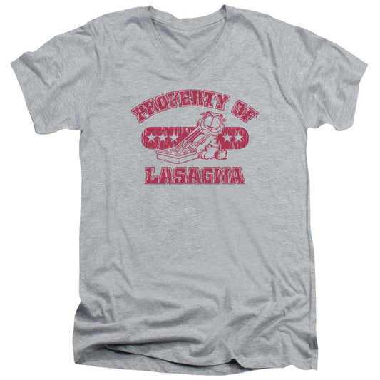 Garfield - Property Of Lasagna - Short Sleeve Adult V-neck - Athletic Heather T-shirt