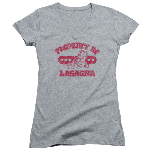 Garfield - Property Of Lasagna - Junior V-neck - Athletic Heather