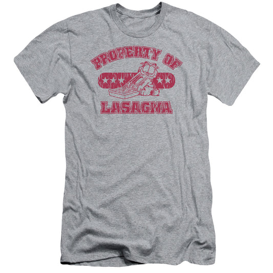 Garfield - Property Of Lasagna - Short Sleeve Adult 30/1 - Athletic Heather T-shirt