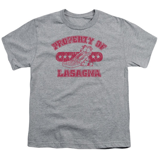 Garfield - Property Of Lasagna - Short Sleeve Youth 18/1 - Athletic Heather T-shirt