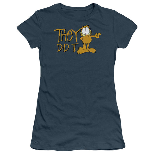 GARFIELD THEY DID IT - S/S JUNIOR SHEER - INDIGO T-Shirt