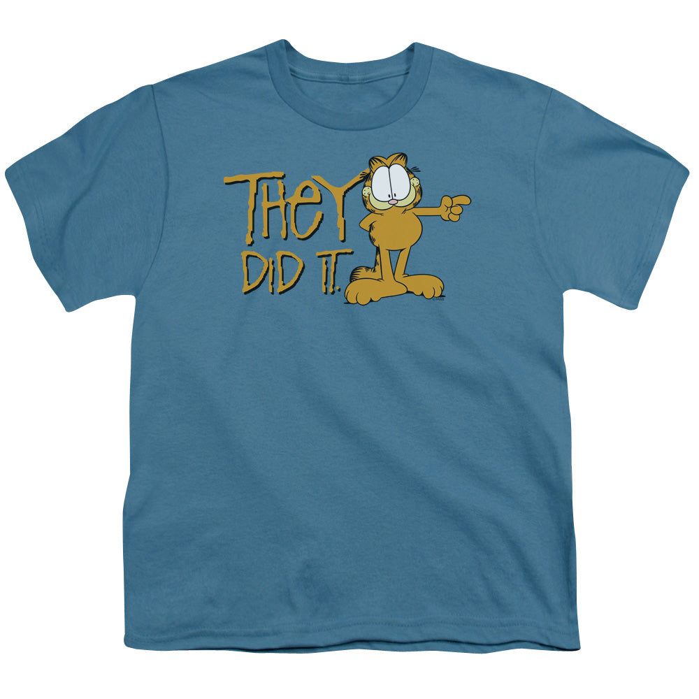 Garfield - They Did It - Short Sleeve Youth 18/1 - Slate T-shirt
