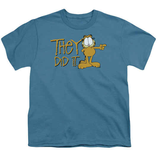 Garfield - They Did It - Short Sleeve Youth 18/1 - Slate T-shirt