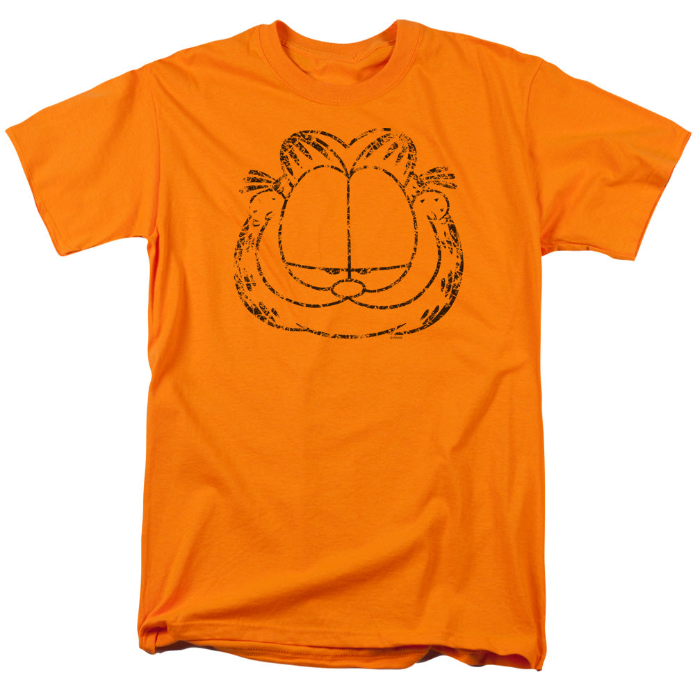 Garfield - Smirking Distressed - Short Sleeve Adult 18/1 - Orange T-shirt