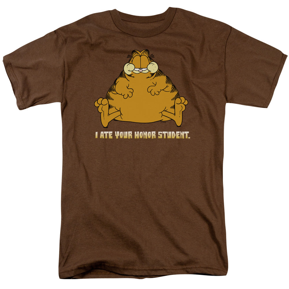 Garfield - I Ate Your Honor Student - Short Sleeve Adult 18/1 - Coffee T-shirt