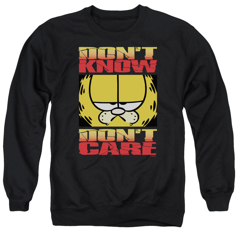 Garfield - Don't Know Don't Care - Adult Crewneck Sweatshirt - Black