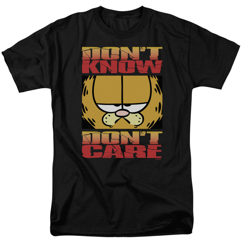 Garfield - Dont Know Dont Care - Short Sleeve Adult 18/1 - Black T-shirt