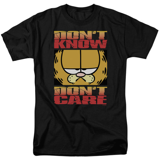 Garfield - Dont Know Dont Care - Short Sleeve Adult 18/1 - Black T-shirt