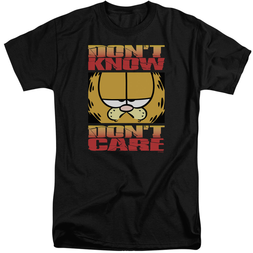 Garfield - Dont Know Dont Care - Short Sleeve Adult Tall - Black T-shirt