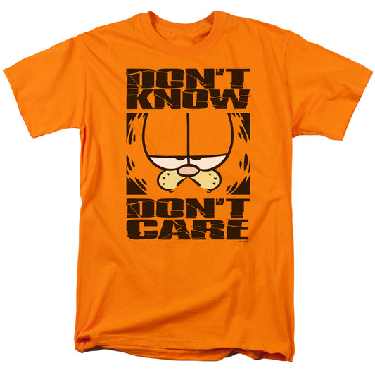 Garfield - Dont Know Dont Care - Short Sleeve Adult 18/1 - Orange T-shirt