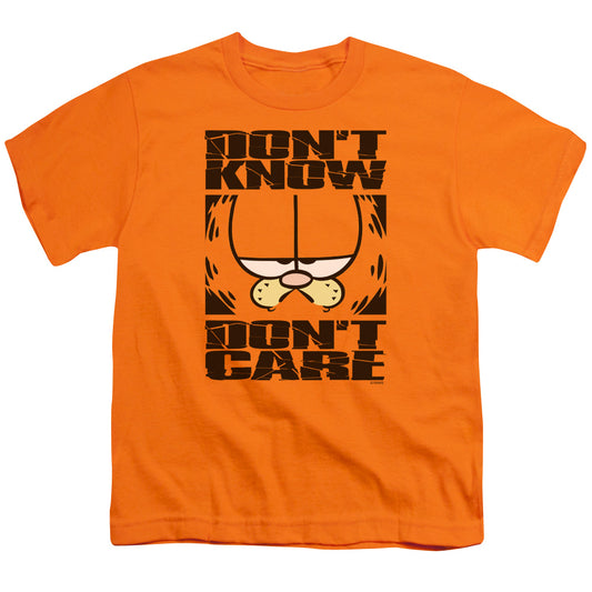 Garfield - Dont Know Dont Care - Short Sleeve Youth 18/1 - Orange T-shirt