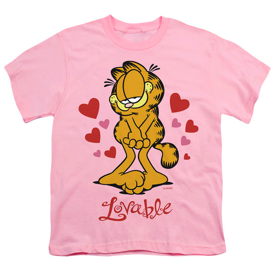 Garfield - Lovable - Short Sleeve Youth 18/1 - Pink T-shirt