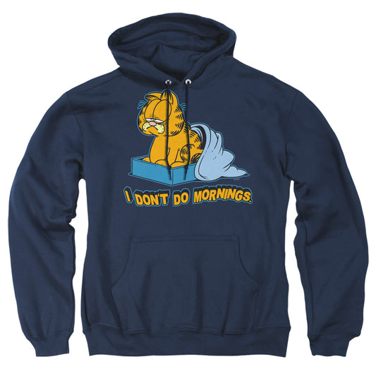 Garfield - I Don't Do Mornings - Adult Pull-over Hoodie - Navy