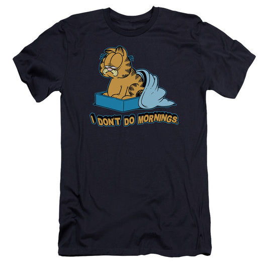 Garfield - I Dont Do Mornings-premuim Canvas Adult Slim Fit 30/1 - Navy