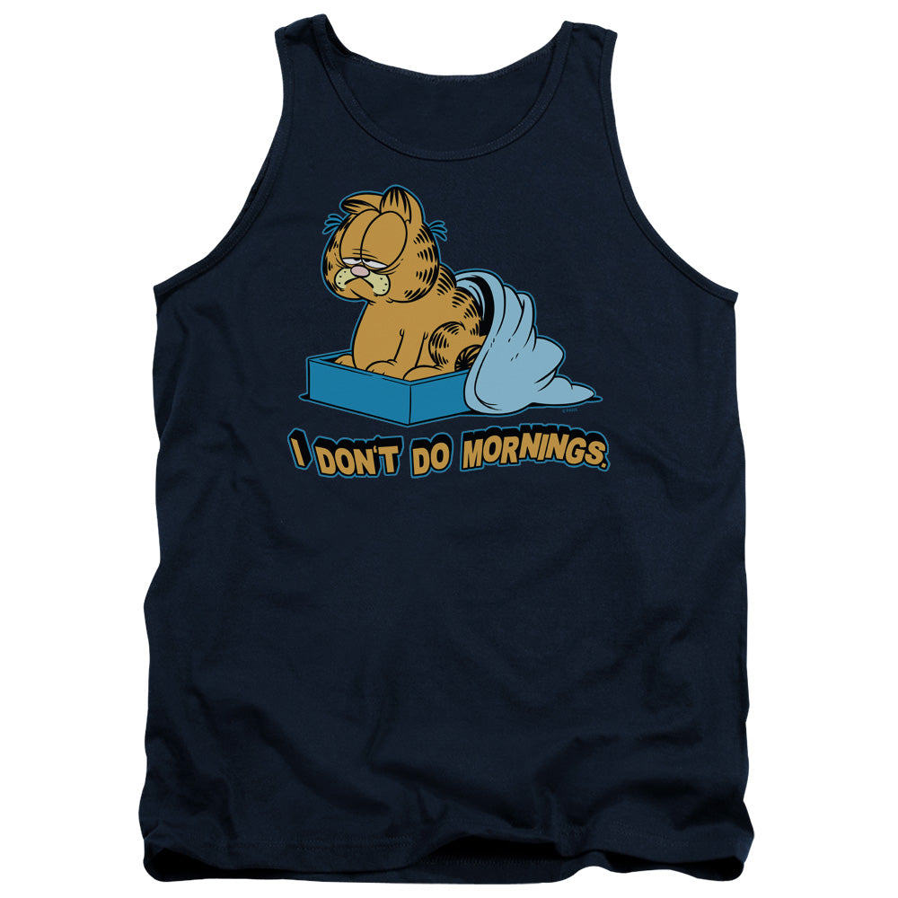 Garfield I Dont Do Mornings - Adult Tank - Navy