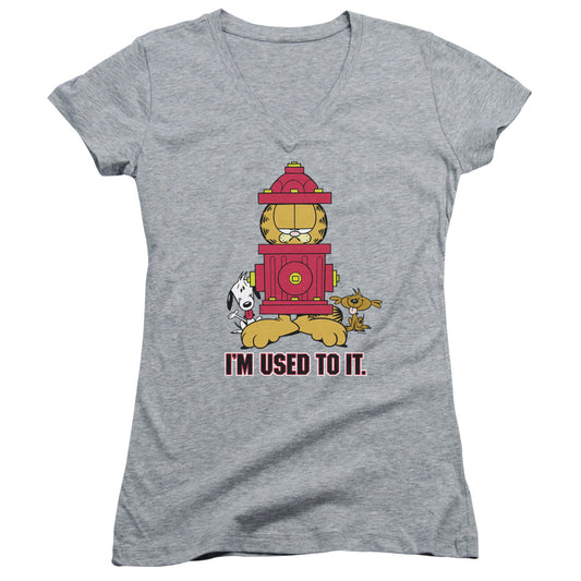 Garfield Im Used To It - Junior V-neck - Athletic Heather