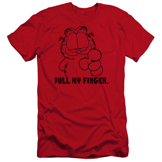 Garfield - Pull My Finger-premuim Canvas Adult Slim Fit 30/1 - Red