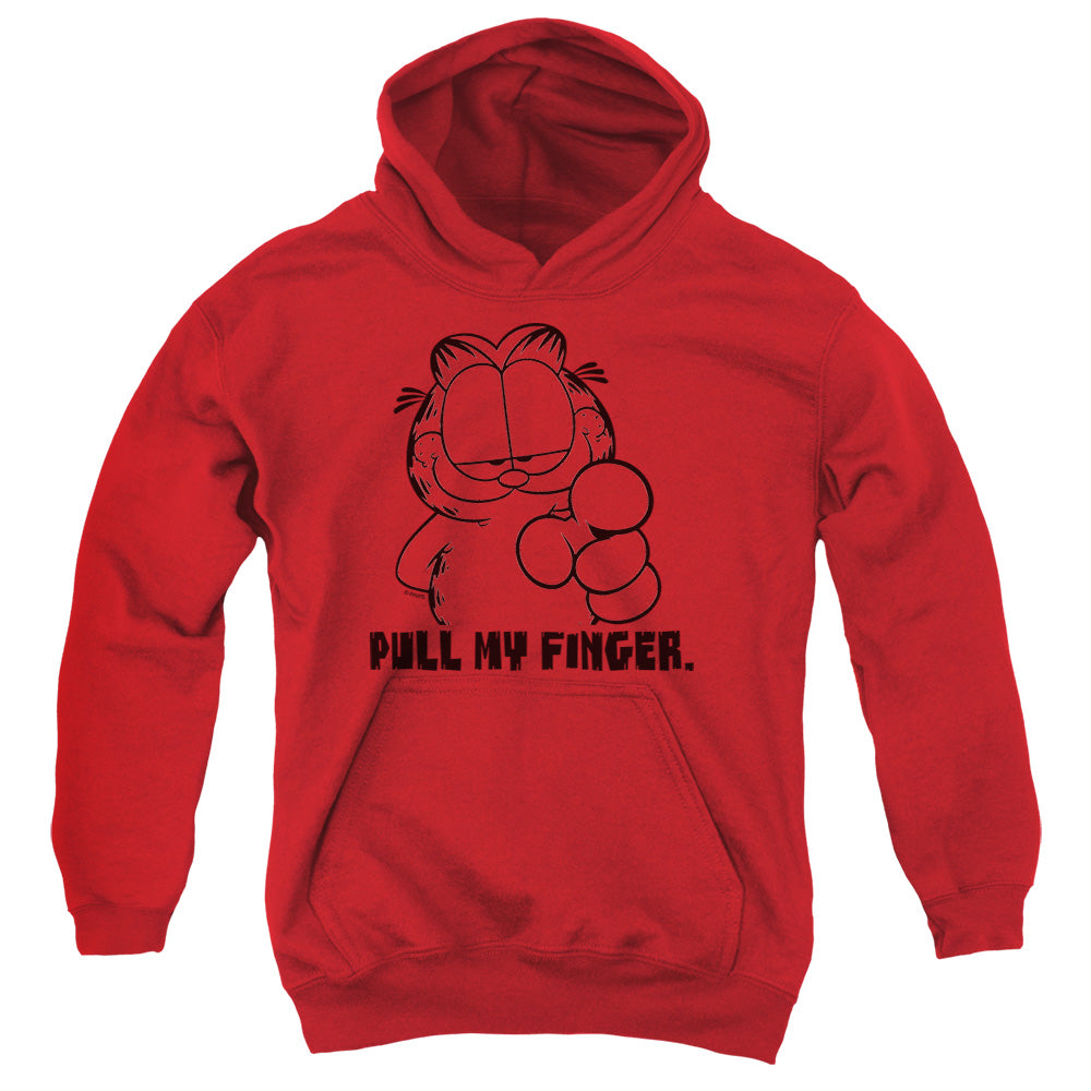 Garfield - Pull My Finger - Youth Pull-over Hoodie - Red