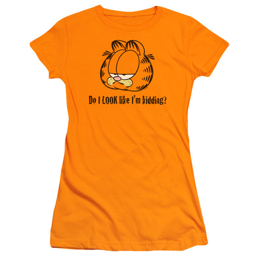 Garfield - Do I Look Like Im Kidding - Short Sleeve Junior Sheer - Orange T-shirt