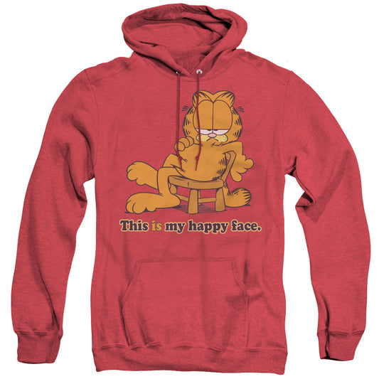 Garfield - Happy Face - Adult Heather Hoodie - Red