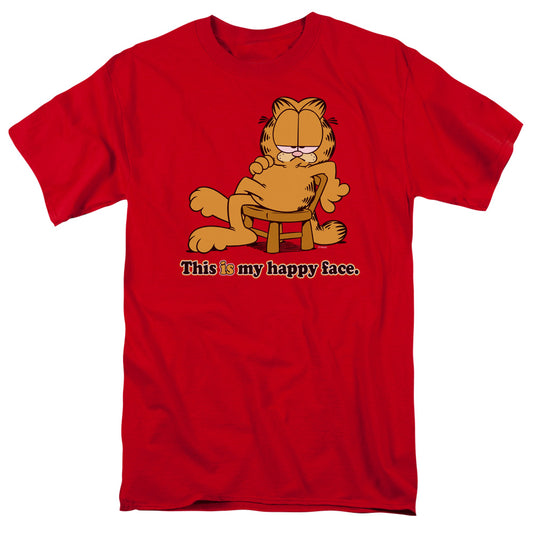 Garfield - Happy Face - Short Sleeve Adult 18/1 - Red T-shirt