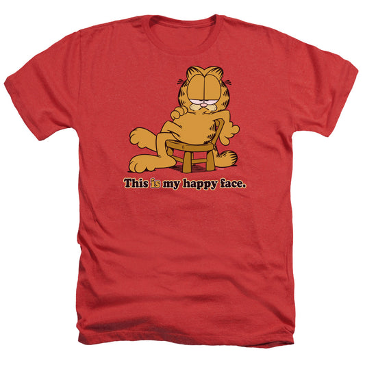 Garfield - Happy Face - Adult Heather - Red