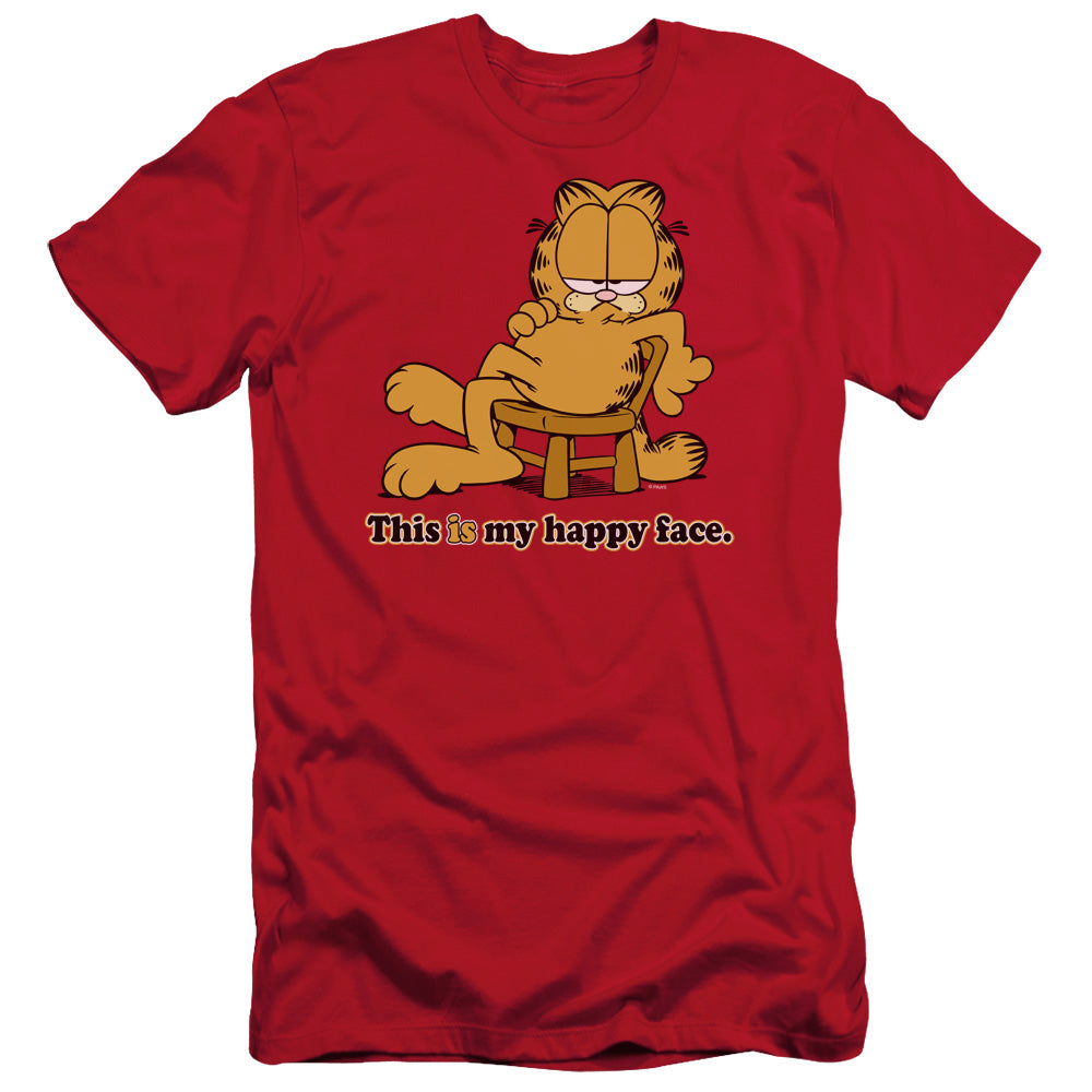 Garfield - Happy Face - Short Sleeve Adult 30/1 - Red T-shirt