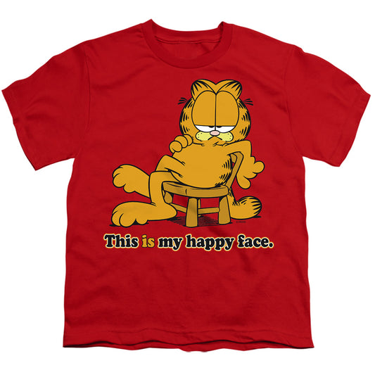 Garfield - Happy Face - Short Sleeve Youth 18/1 - Red T-shirt